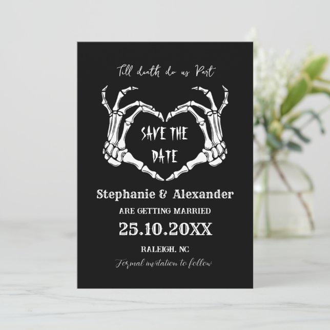 Invitation Jusqu'à la mort Sauvez la date Halloween gothique  (Debout devant)