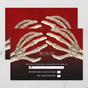 Invitation Jusqu'à la mort Squelette de sang rouge Or Mariage