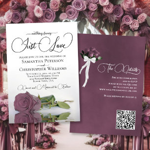 Invitation Just Love Chic Dusty Mauve Rose QR Code Mariage
