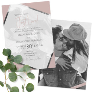 Invitation Just Love Dusty Rose 🌹 Décontracté minimaliste Ma