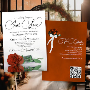 Invitation Just Love Rust Orange Rose QR Code Mariage