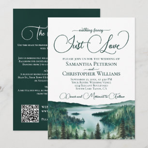 Invitation Just Love Rustic Lac Tahoe Code QR Mariage