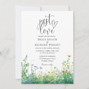 Invitation just Love Script Wildflowers Florale Mariage