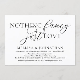 Invitation Just Love, Simple Mariage Elopement Party