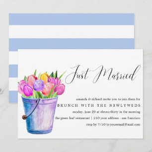 Invitation Just Married Bucket Flowers post brunch mariage