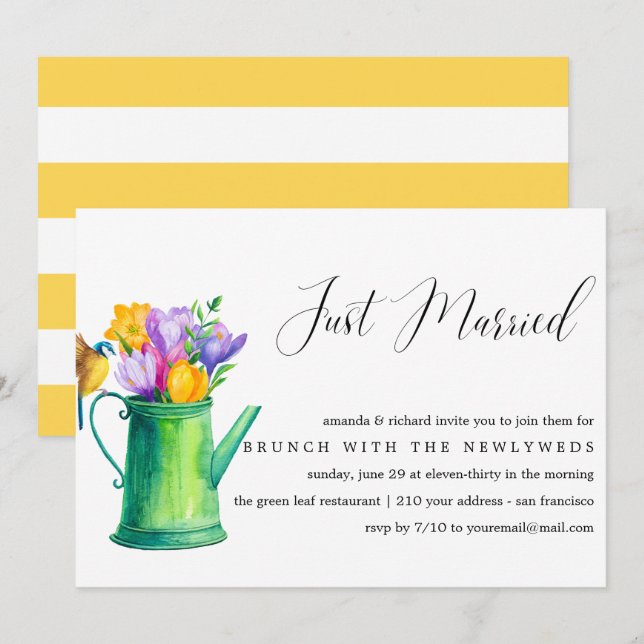 Invitation Just Married Bunch of Flowers post brunch mariage (Devant / Derrière)