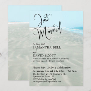 Invitation Just Married Ripplpled Sand Aqua Water Beach Événe
