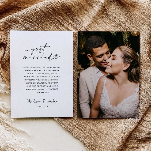Invitation Just Married Wedding Announcement | Photo Template (Créateur téléchargé)