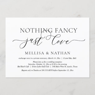 Invitation Juste Amour, Mariage Fuite de Cérémonie de Fête