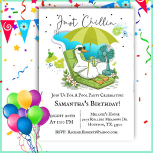 Invitation Juste Chillin Silly Goose Anniversaire Pool Party