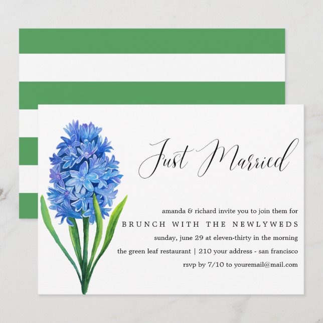 Invitation Juste marié Blue Hydrangea post brunch mariage (Devant / Derrière)