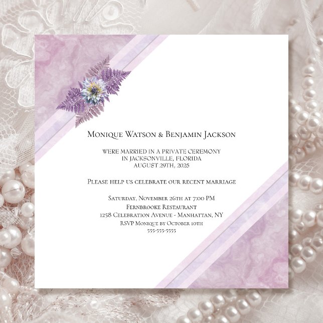 Invitation Juste Marié Élégant Dusty rose floral marbre (Créateur téléchargé)