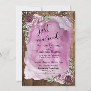 Invitation Juste Marié Rustique Aquarelle Floral & Lumières