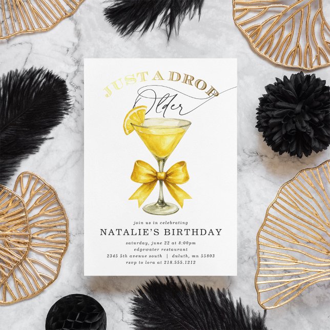 Invitation Juste une goutte de citron plus âgé Drop Anniversa (Just a Drop Older Lemon Drop Birthday Invitation)