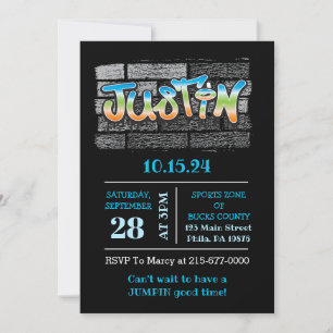 Invitation Justin Votre Nom graffiti Logo Peinture murale en 