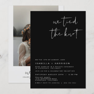 Invitation JVI Black Modern Edgy Photo Réception Elopement