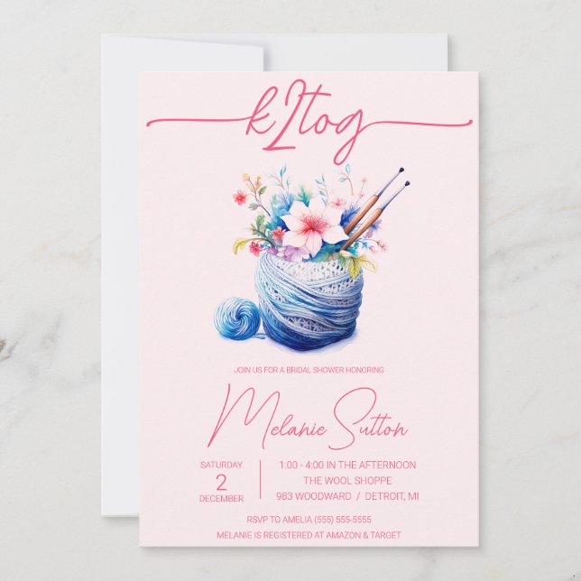 Invitation k2tog, Flore de printemps, Fil, Fête des mariées d (Devant)