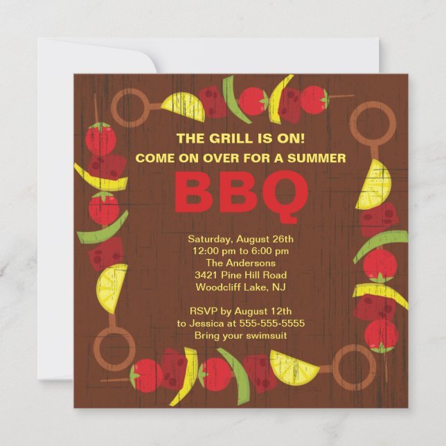Invitation Kabob Summer Barbecue Party (Devant)