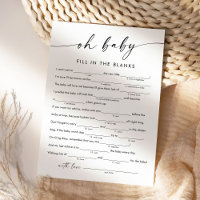 KAIA Baby shower Libs, Remplir dans le jeu vide