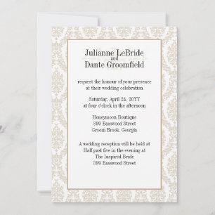 Invitation Kaki Designer Mariage damassé do-it-yourself Invit