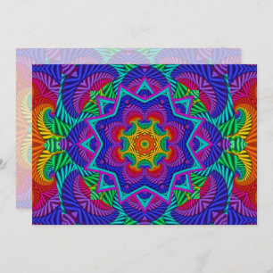 Invitation Kaleidoscope Vintage et fractal arc-en-ciel