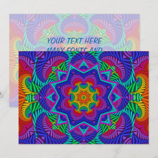 Invitation Kaleidoscope Vintage et fractal arc-en-ciel