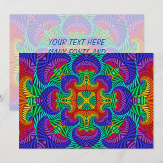 Invitation Kaleidoscope Vintage et fractal arc-en-ciel