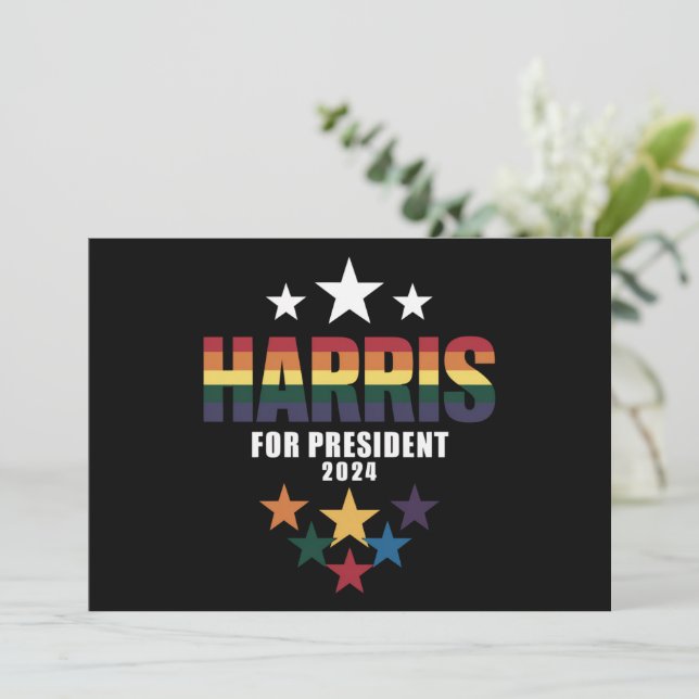 Invitation Kamala Harris Rainbow Gay pride élection LGBT 2024 (Debout devant)