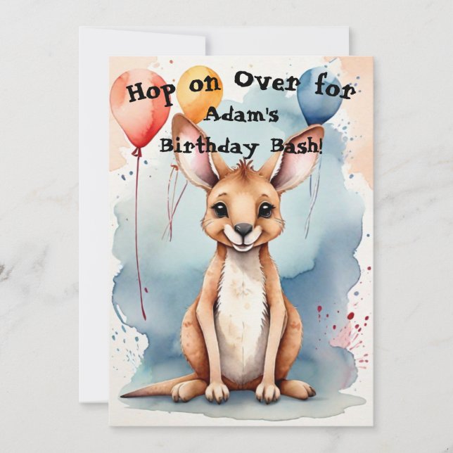 Invitation Kangaroo Birthday Bash (Devant)