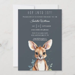 Invitation Kangaroo Cute Watercolor Baby shower élégant