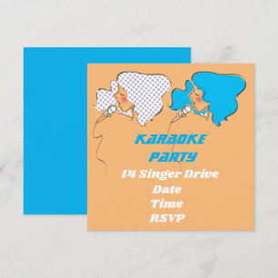 Invitation Karaoké chanter le thème rétro