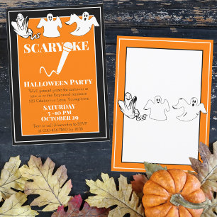 Invitation Karaoke Halloween Party Fantômes Joyeux Personnali
