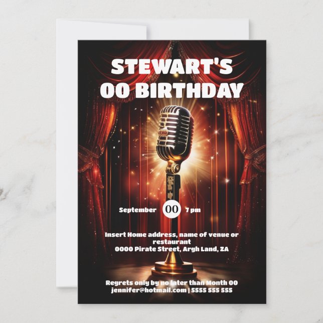 Invitation Karaoke vedette la nuit Hollywood tapis rouge (Devant)