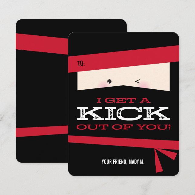 Invitation Karaté Classroom Valentine Card (Devant / Derrière)