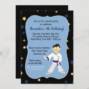 Invitation Karate de garçon Anniversaire Ceinture violette Ch