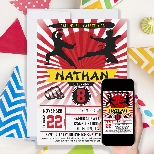 Invitation Karate Kid Arts martiaux Cobra Kai (Créateur téléchargé)