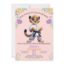 Karate Martial Animal Arts Fille d'anniversaire