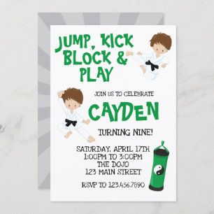 Invitation Karate Ninja Green Anniversaire