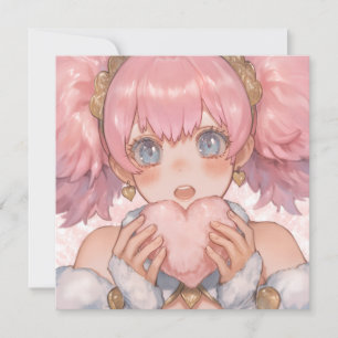 Invitation Kawaii Anime Girl avec coeur