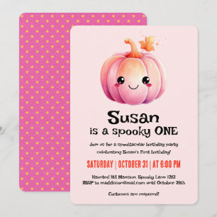Invitation Kawaii Citrouille Halloween fête d'anniversaire