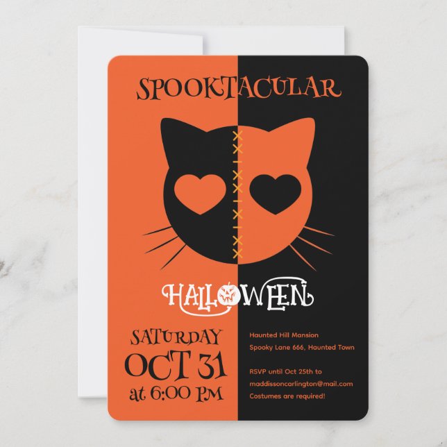 Invitation Kawaii Creepy Cute Cat Spooktacular Halloween (Devant)