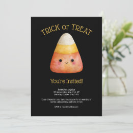 Invitation Kawaii Cute Candy Corn Kid Halloween Party