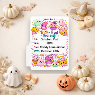 Invitation Kawaii Pastel Chibi Fantôme Halloween