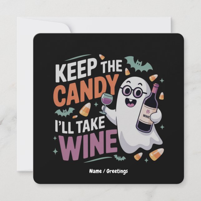 Invitation Keep the Candy, I’ll Take the Wine Funny Halloween (Devant)