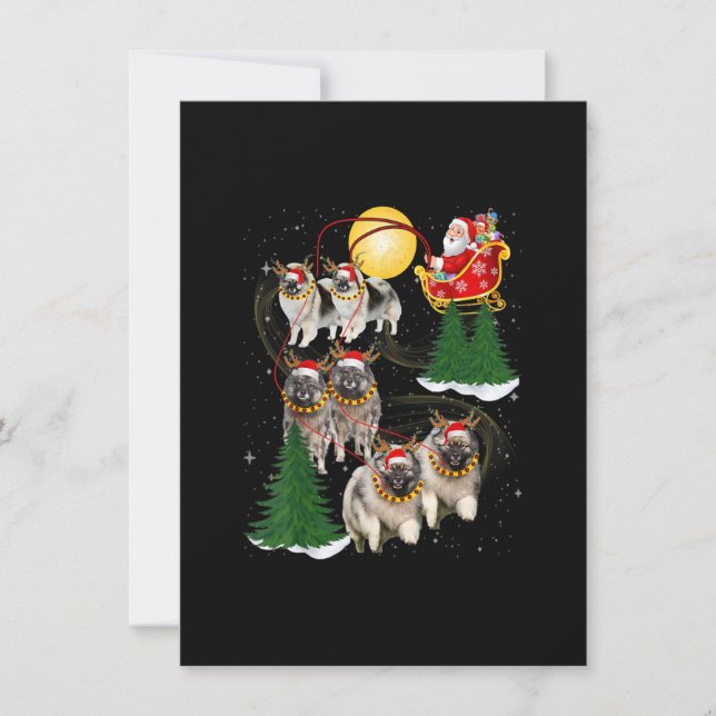 Invitation Keeshond Reindeer Noël Chien Riding Père Noël Noël (Devant)