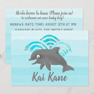 Invitation Keiki Aquarelle Dauphin Vague