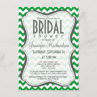 Invitation Kelly Green Chevron