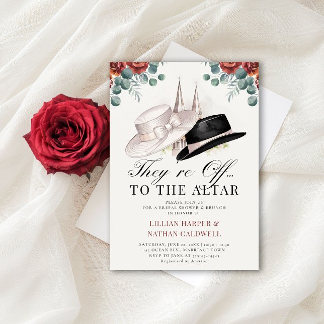 Invitation Kentucky Derby Fête des mariées Roses Casquettes é (kentucky derby bridal shower invitation red roses churchill spires horse racing theme elegant classy)