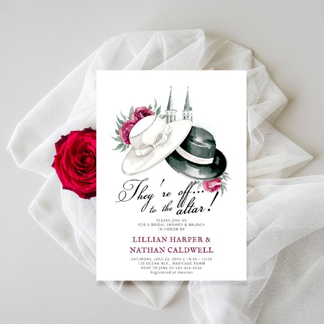 Invitation Kentucky Derby Mariage Fête des mariées Roses élég (kentucky derby bridal shower invitation red roses churchill spires horse racing theme elegant coed)