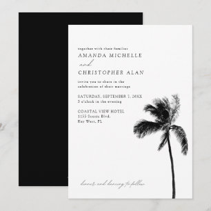 Invitation Key West Mariage Floride Noir & Blanc Simple